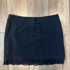 Laundry By Shelli Segal Black Mini Skirt with Lace Hem